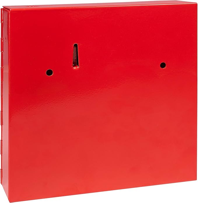 Barska Red Key Lock Breakable Glass Window Alarm Emergency Key Storage Lock Box with Attached Hammer for Home and Business