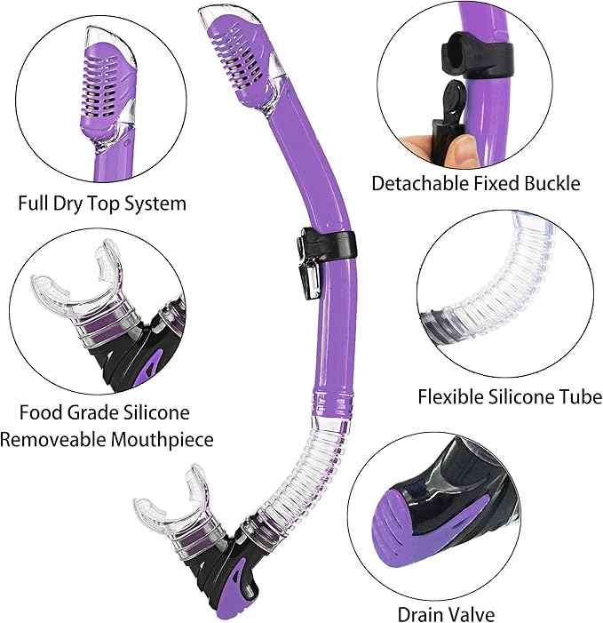 Snorkeling Gear for Adults with Fins Scuba Diving Gear Adult Professional Travel Snorkel Sets with Flippers,Anti-Fog Anti-Leak Diving Mask
