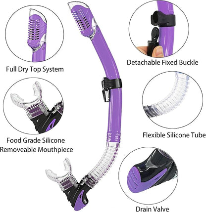 Snorkeling Gear for Adults with Fins Scuba Diving Gear Adult Professional Travel Snorkel Sets with Flippers,Anti-Fog Anti-Leak Diving Mask