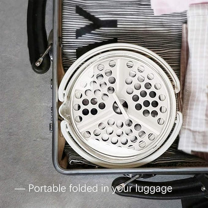 Drizzle Foldable Electric Cooker Travel Hot Pot - Dual Voltage 100V-240V Hot Pot Cooking - Food Grade Silicone Cookerware Boiling Water Steamer - Camping Office Hotel Noodle Porridge Soup Drom