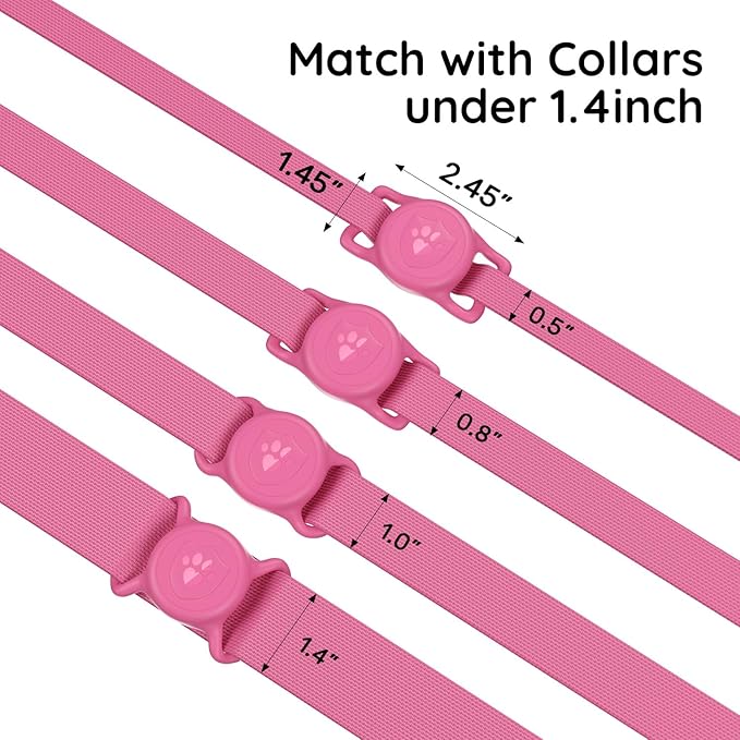 for AirTag Dog Collar Holder, Dog Air Tag Holder, IP68-Waterproof | Lightweight Silicone | Anti-Lost | Ultra-Durable | Compatible with Apple AirTags (Rose Red)