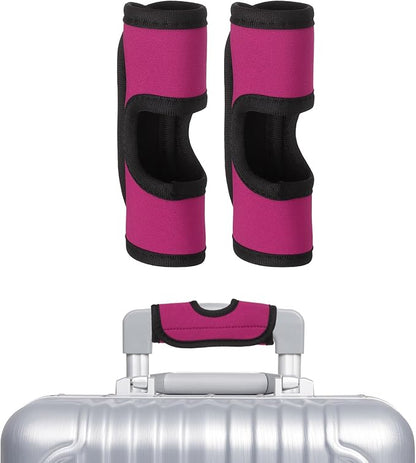 uxcell Luggage Handle Wrap, 2 Pcs Hollow Neoprene Handbag Grip Cover Protector Luggage Identifiers Suitcase Handle Wraps for Luggage Suitcase Travel Bags, Rose Red