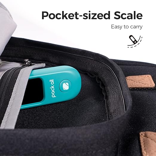 pack all 110 Lbs Luggage Scale, Digital Handheld Baggage Scale, Travel Suitcase Weight Scale with LCD Display, Battery Included, Malachite Blue