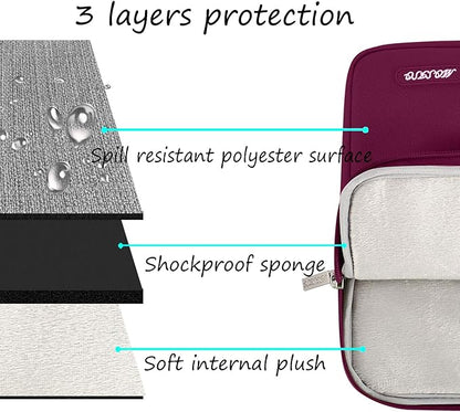 MOSISO Laptop Case 16 inch, 15-15.6 inch Laptop Sleeve Compatible with MacBook Pro 16 M4 M3 M2 M1, HP Acer Dell Lenovo ASUS Notebook, Polyester Vertical Computer Sleeve Bag with Pocket, Wine Red