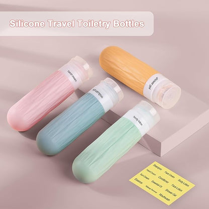 Travel Bottles for Toiletries, Travel Size Toiletries, TSA Approved 3oz Toiletries Bottle, Leakproof & Refillable Silicone Bottles for Shampoo Conditioner(Colorful)