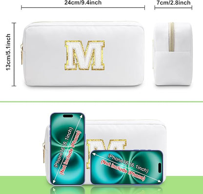 Initial M Makeup Bags Initial Letter A-Z Cosmetic Bag for Women Friends Daughter Sister Mom Inspirational Gifts Travel Toiletry Bag Christmas Birthday Gifts for Her Bridesmaid Bff Makeup Pouch M