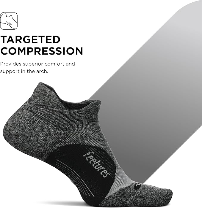 Feetures Elite Light Cushion No Show Tab Athletic Ankle Socks - Sport Sock with Targeted Compression