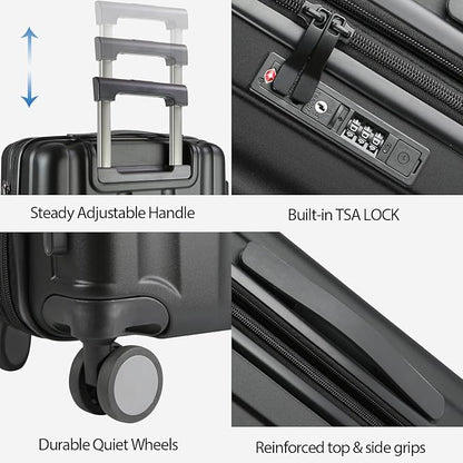 KROSER Hardside Expandable Carry On Luggage with Spinner Wheels & Built-in TSA Lock, Durable Suitcase Rolling Luggage with USB Port, Carry-On 20-Inch, Black