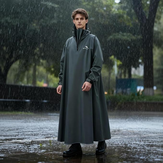 Hooded Rain Poncho for Adults Waterproof Rain Ponchos Lightweight Raincoat Reusable Rain Jacket for Men Women Outdoor
