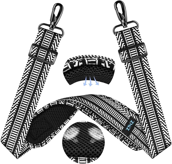 ZINZ 60" Universal Strap with Ultra-thick Fixed Breathable Pad - Adjustable Heavy-duty Shoulder Strap for Laptop, Crossbody, Luggage, Gym Bag, Camera Bag and More - TH01B03