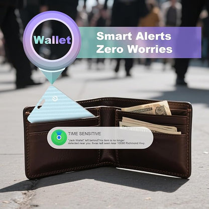 Wallet Tracker Card, Slim Rechargeable Bluetooth Item Locator, Smart Finder Compatible with Apple Find My for Wallet, Luggage, Passport, IP68 Waterproof (iOS Only) (Carbon Fiber Blue)