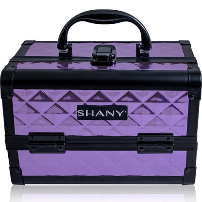 SHANY Chic Makeup Train Case Cosmetic Box Portable Makeup Case Cosmetics Beauty Organizer Jewelry storage with Locks, Multi trays Makeup Storage Box with Makeup Mirror - Lavender