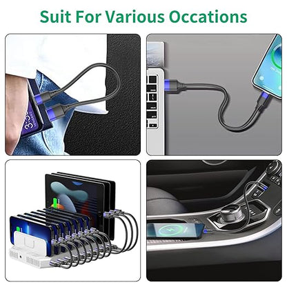 1ft Short USB C Cable for iPhone 15, 10 Pack Bulk USB A to USB C Charger Cord 12 inch, Multipack Type C Cable for Charging Station Compatible with Samsung Galaxy S24 S23 S20 S10 S9 Note 20 10 9