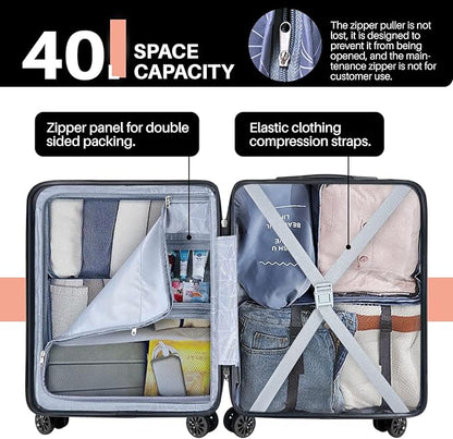 AnyZip Carry On Luggage 21" Hardside PC ABS Lightweight USB Suitcase with Wheels TSA Lock for kids Pink