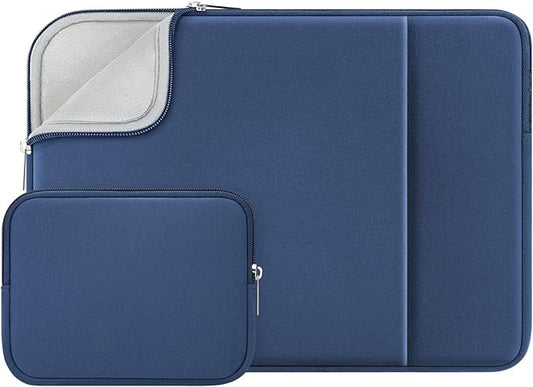 RAINYEAR 15.6 Inch Laptop Sleeve Case Soft Fluffy Lining Cover Carrying Bag with Front Pocket & Accessories Pouch, Compatible with 15.6" Notebook Computer Chromebook (Navy Blue, Upgraded Version)