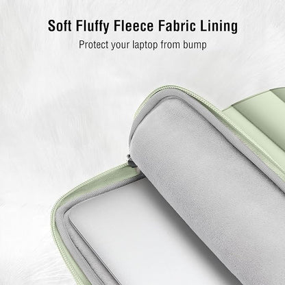 MOSISO 13.3 inch Laptop Case, 13-13.3 inch Puffy Laptop Sleeve Compatible with MacBook Air 13 13.6 M4 M3 M2 M1/Pro 13/Pro 14, HP Dell ASUS Lenovo,Polyester Horizontal Bag with Small Case, Sage Green