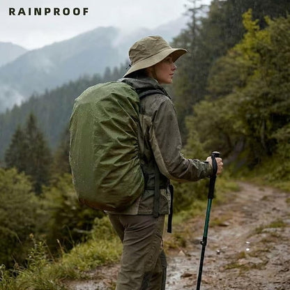 Silfrae Waterproof Rucksack Cover Backpack Rain Cover 30L-100L for Travel Climbing Hiking (Black+Green, 60L-70L)