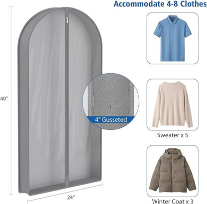 Zilink 40" Suit Bags for Closet Storage Clear Mink Coat Storage Bag Hanging Garment Bags for Storage with 4" Gussets for Suit, Fur Coat, Leather Jacket, Shirts and Sweater, Set of 4