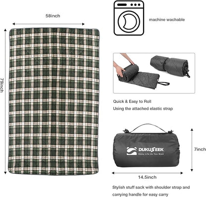 DUKUSEEK Stadium Blanket for Outdoor Sports, Waterproof Hooded Blankets, Windproof Warm Fleece Blankets for Camping Stadium, Beach, Picnic, Concerts, Car, Dog, 79x58