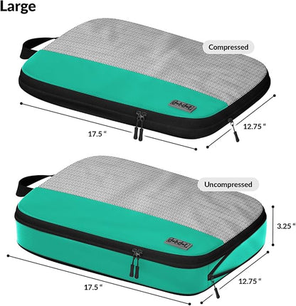 Large Compression Packing Cubes for Travel - 5 Pcs set of Packing Cubes Compression, Carry on Suitcase Organizer Bags - Travel Cubes Organizer Bags for Luggage