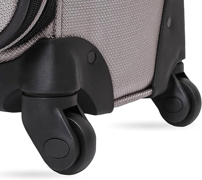 SwissGear Sion Softside Expandable Luggage – Medium Checked Suitcase with 360 Degree Wheels & Retractable Handle – 25 Inch, Perfect for 1-7 Night Trips – Pewter