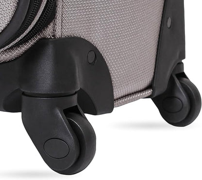 SwissGear Sion Softside Expandable Luggage – Medium Checked Suitcase with 360 Degree Wheels & Retractable Handle – 25 Inch, Perfect for 1-7 Night Trips – Pewter