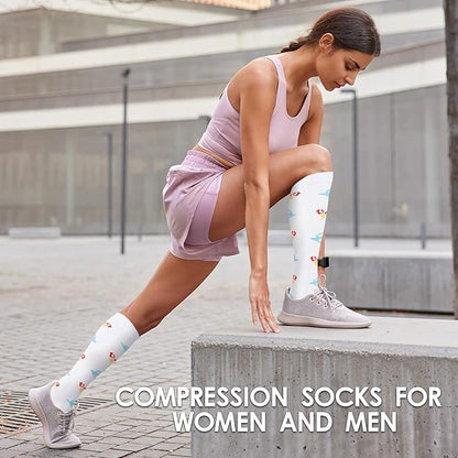 Graduated Compression Socks for Women&Men 20-30mmhg Knee High Socks Travel Hiking Running Stocking