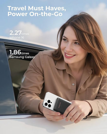 Small Portable Charger 10000mAh, Mini Power Bank with LED Display, 22.5W PD Fast Charging USB-C Battery Pack, Compact Lightweight Travel Charger Compatible with iPhone Samsung Android, Black