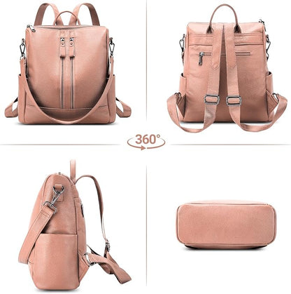 Genuine Leather Backpack Purse for Women: Fashion Ladies Convertible Backpack Designer Shoulder Handbag for Travel