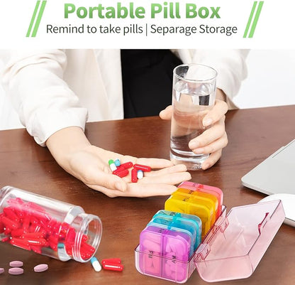 Zoksi Weekly Pill Organizer 2 Times a Day, Pink 7 Day Am Pm Pill Box, Daily Am Pm Pill Organizer 7 Day, Portable Vitamin Pill Case, Weekly Pill Box for Fish Oils, Vitamin, Supplement
