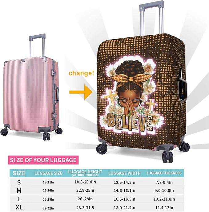 Travel Suitcase Protector African American Girl Elastic Protective Washable Luggage Cover With Concealed Zipper Suitable For 18-32 Inch(XL (for 29-32 inch luggage))