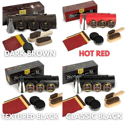 Stone and Clark Leather Shoe Shine Kit - 13 PCS Shoe Polish Kit for Complete Leather Boot Care, Compact & Travel Friendly