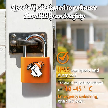 UMIKSMART Padlock, Keyless Fingerprint Padlock with USB Charging, Gym Lockers, School Lockers, Luggage, Storage Boxes, Cabinets, Backpack, Halloween Gifts(Spooky Orange)