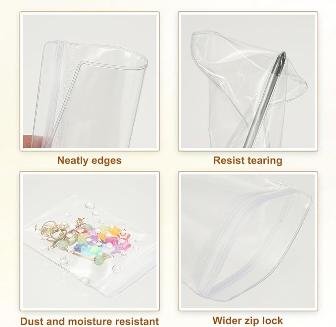 PATIKIL Clear Jewelry Box, Organizer Holder Box with 60 Pcs Portable Anti Tarnish Jewelry Bags, Travel Case for Women Earrings Rings Necklaces, White, Green 3 Size