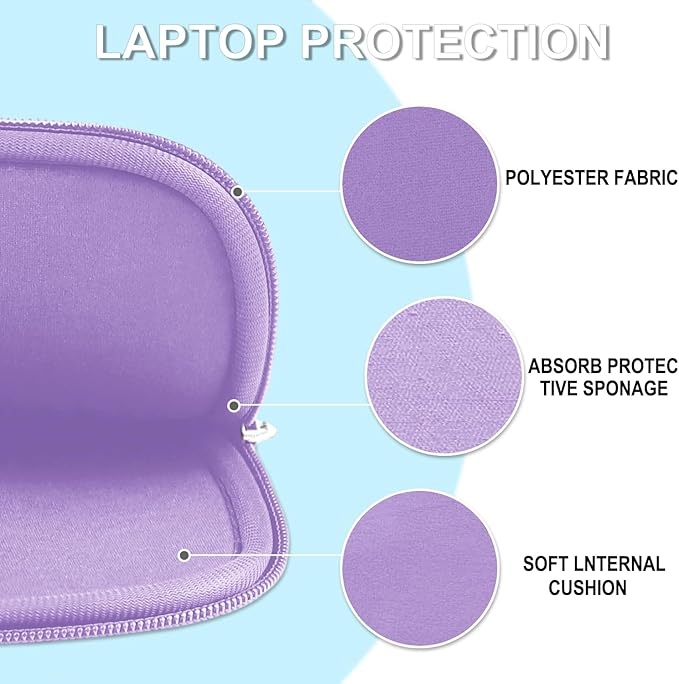14 inch Laptop Sleeve, Shockproof Protective Laptop Cover Briefcase Carrying Computer Bag with Accessory Pocket Portable Computer Sleeve for 14" MacBook, HP, Dell, Lenovo, Acer, Purple