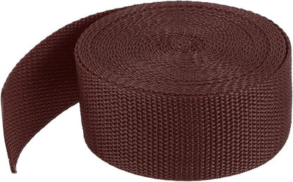 MECCANIXITY Lightweight Polypropylene Webbing Strap 1 1/2" 5 Yard Backpack Strapping Band Brown for Outdoor Luggage Cargo Straps
