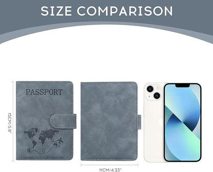 ILIYAH-Passport Cover-Passport Holder Travel Wallet-RFID Blocking Passport Case Travel Accessories Card Holder Wallet Unisex Travel Gifts(Grey)