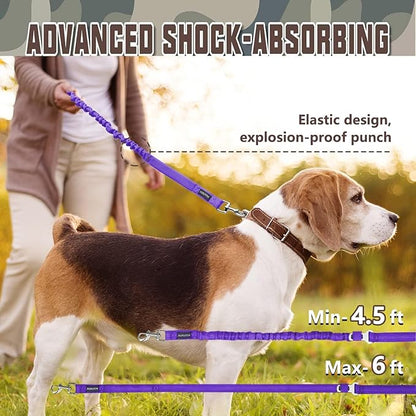 AUROTH Heavy Duty Bungee Dog Leash for Medium Large Breed Dogs, No Pull for Shock Absorption with Car Seat Belt, 2 Padded Handles 4.5FT 6FT Training Dog Leash