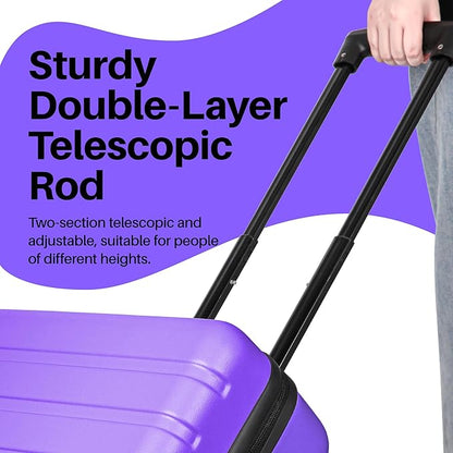 AnyZip Carry On Luggage 21" Hardside PC ABS Lightweight USB Suitcase with Wheels TSA Lock for kids Violet Purple