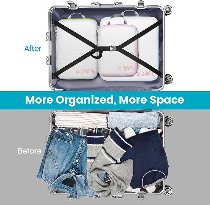 Cambond Compression Packing Cubes for Travel Women - Expandable Travel Bags Luggage Organizers Travel Essentials Compression Cubes for Travel Carry on Suitcases Organizer