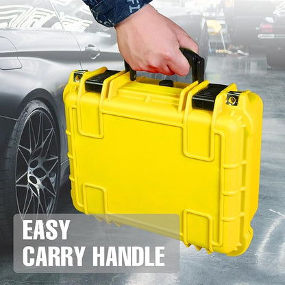 14x 11.5x 6.5 Inch Hard Case, Portable Weather Waterproof Protective Camera Case with Customizable Foam, Fit Use of Drones, Camera, Equipments, Yellow