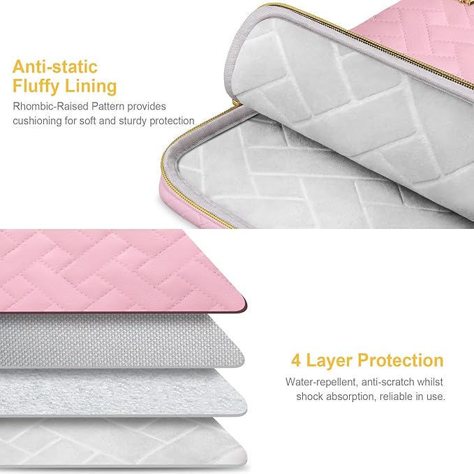 Lacdo Laptop Sleeve Case for 15 inch New MacBook Air M4 A3241 2025, M3 A3114, M2 A2941 2024-2023, 15 inch MacBook Pro A1990 A1707, Dell XPS 15 Plus Computer Bag with Accessory Pocket, Sakura Pink