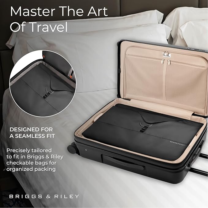 Briggs & Riley Check In Garment Sleeve for Hanging Clothes - Suit & Dress Travel Bag for Men & Women, Wrinkle Reducing Carrier for Shirts, Tuxedos, Coats, & More - Travel Essentials, Black