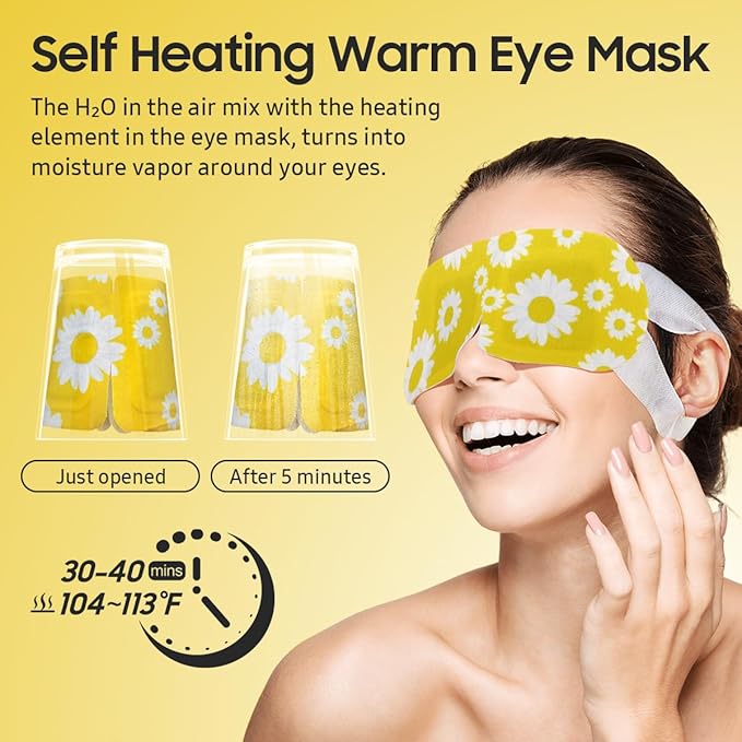 Steam Eye Mask, 10 Packs Heated Eye Mask, Self Heating Disposable SPA Warm Compress for Eyes Sleep Mask, Travel Essentials & Relaxation Gifts, Stocking Stuffers (Chamomile Scent)