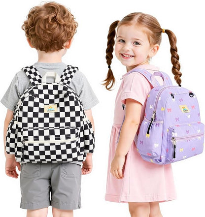 STEAMEDBUN Corduroy Toddler Backpack for Girls 2-4: Kids backpack for Girls - 12 inch Preschool Kindergarten Backpacks - Purple Bow