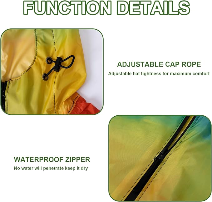 Hooded Rain Ponchos for Adult - Rain Coat and Rain Jacket with Waterproof Pocket and Zipper