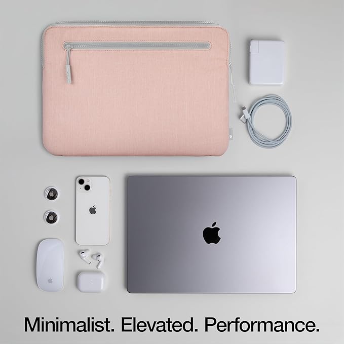 Incase Compact Laptop Sleeve with Woolenex - 14" MacBook/Laptop and iPad/Tablet Sleeve, Computer Case and Cover, Lightweight, Weather Resistant, with Slip Pocket for Accessories - Blush Pink