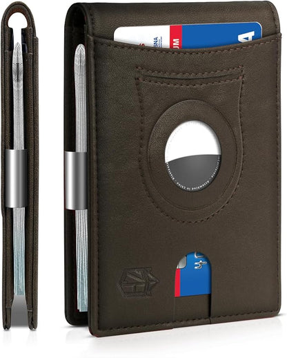 Zitahli Men's Wallets Airtag Holder Slim Rfid Leather with Gift Box
