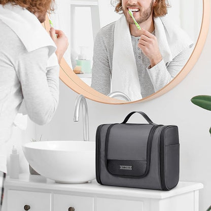 WITZMAN Toiletry Bag for Men Women Large Hanging Multi-organization Bathroom Bag Water-resistant Dopp Kit Shaving Bag Men(B690 Silvery Grey)