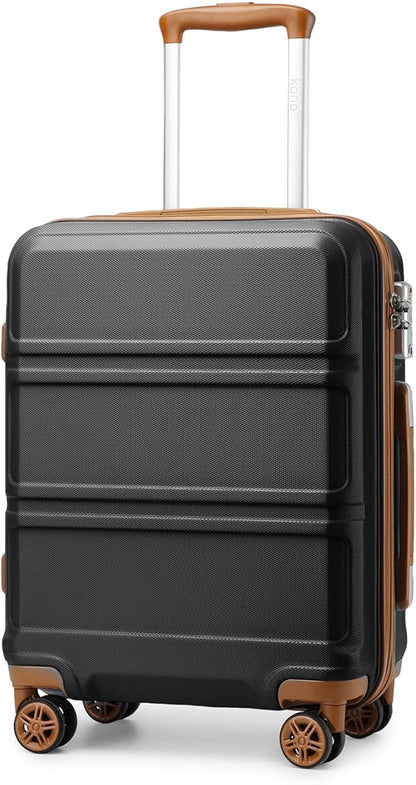 Kono 20'' Carry on Luggage with Spinner Wheel TSA Lock, Lightweight PC+ABS Hardside Luggage Durable Small Carry on Suitcase Apricot Black